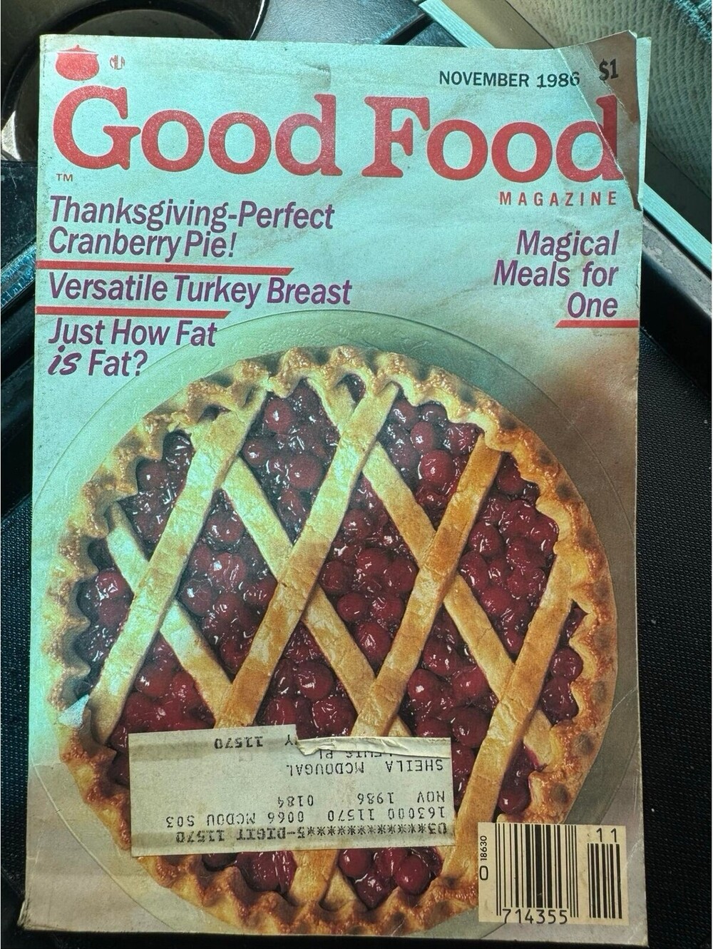 GOOD FOOD MAGAZINE THANKSGIVING PERFECT NOVEMBER 1986 Vintage booklet cook book